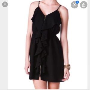Alya Black Ruffle Zip Dress